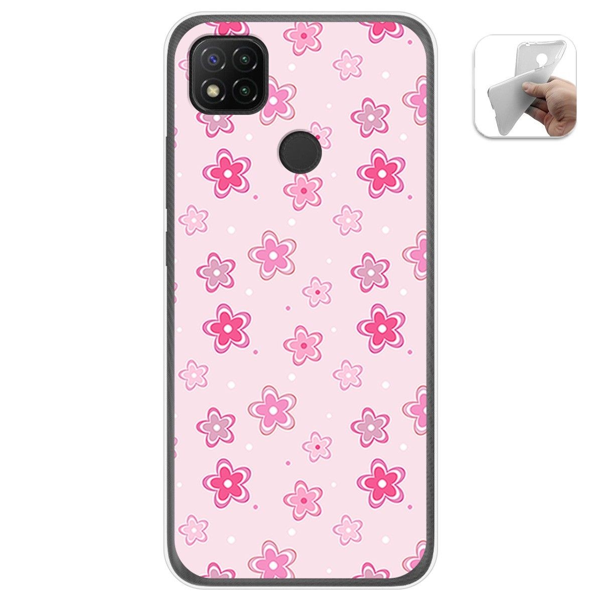Funda Gel Tpu para Xiaomi Redmi 9C diseño Flores Dibujos