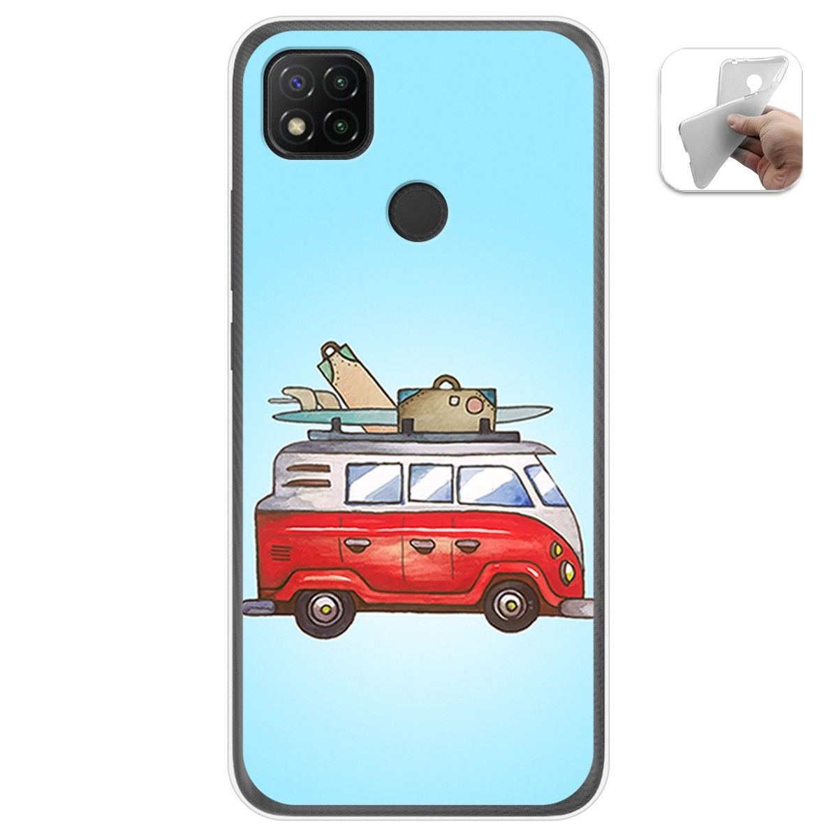 Funda Gel Tpu para Xiaomi Redmi 9C diseño Furgoneta Dibujos