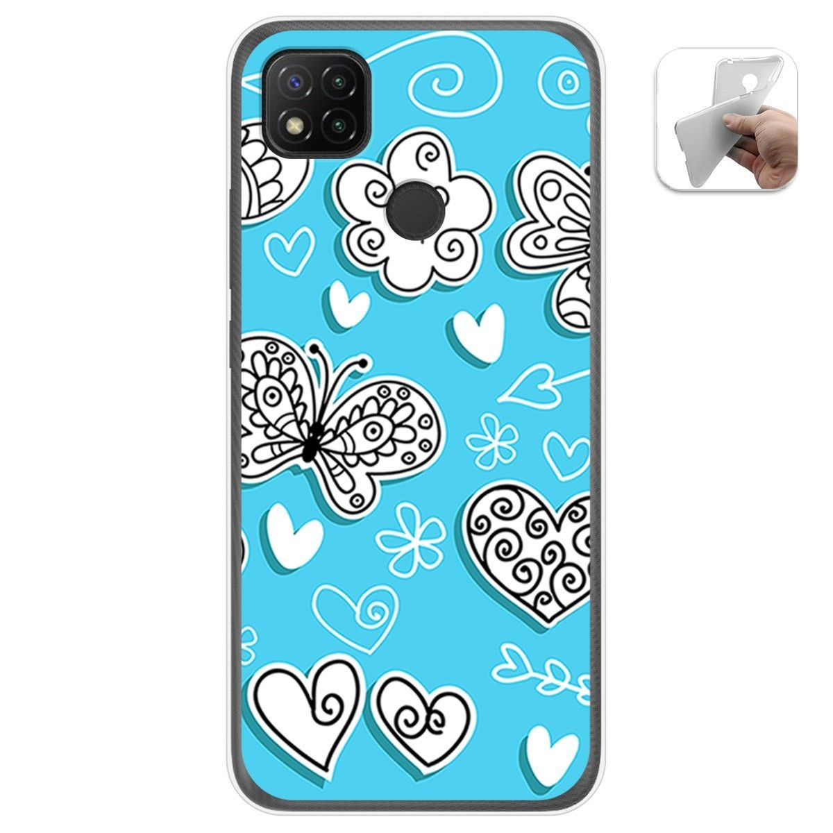 Funda Gel Tpu para Xiaomi Redmi 9C diseño Mariposas Dibujos