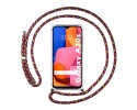 Funda Colgante Transparente para Samsung Galaxy A20s con Cordon Rosa / Dorado