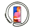 Funda Colgante Transparente para Samsung Galaxy A20s con Cordon Verde / Dorado