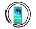 Funda Colgante Transparente para Motorola Moto G8 con Cordon Negro