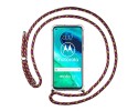Funda Colgante Transparente para Motorola Moto G8 con Cordon Rosa / Dorado