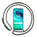 Funda Colgante Transparente para Motorola Moto G8 con Cordon Verde / Dorado