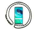 Funda Colgante Transparente para Motorola Moto G8 con Cordon Verde / Dorado