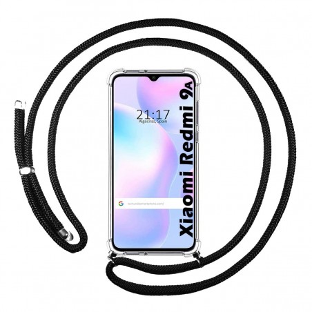Funda Colgante Transparente para Xiaomi Redmi 9A / 9AT con Cordon Negro