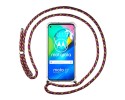 Funda Colgante Transparente para Motorola Moto G8 Power con Cordon Rosa / Dorado