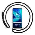 Funda Colgante Transparente para Motorola Moto G8 Power Lite con Cordon Negro
