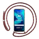 Funda Colgante Transparente para Motorola Moto G8 Power Lite con Cordon Rosa / Dorado