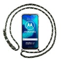 Funda Colgante Transparente para Motorola Moto G8 Power Lite con Cordon Verde / Dorado