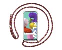 Funda Colgante Transparente para Samsung Galaxy A51 5G con Cordon Rosa / Dorado