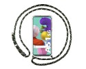 Funda Colgante Transparente para Samsung Galaxy A51 5G con Cordon Verde / Dorado