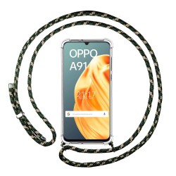 Funda Colgante Transparente para Oppo A91 con Cordon Verde / Dorado
