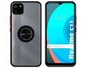 Funda Mate con Borde Negro y Anillo Giratorio 360 para Realme C11