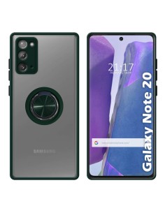 Funda Mate con Borde Verde y Anillo Giratorio 360 para Samsung Galaxy Note 20