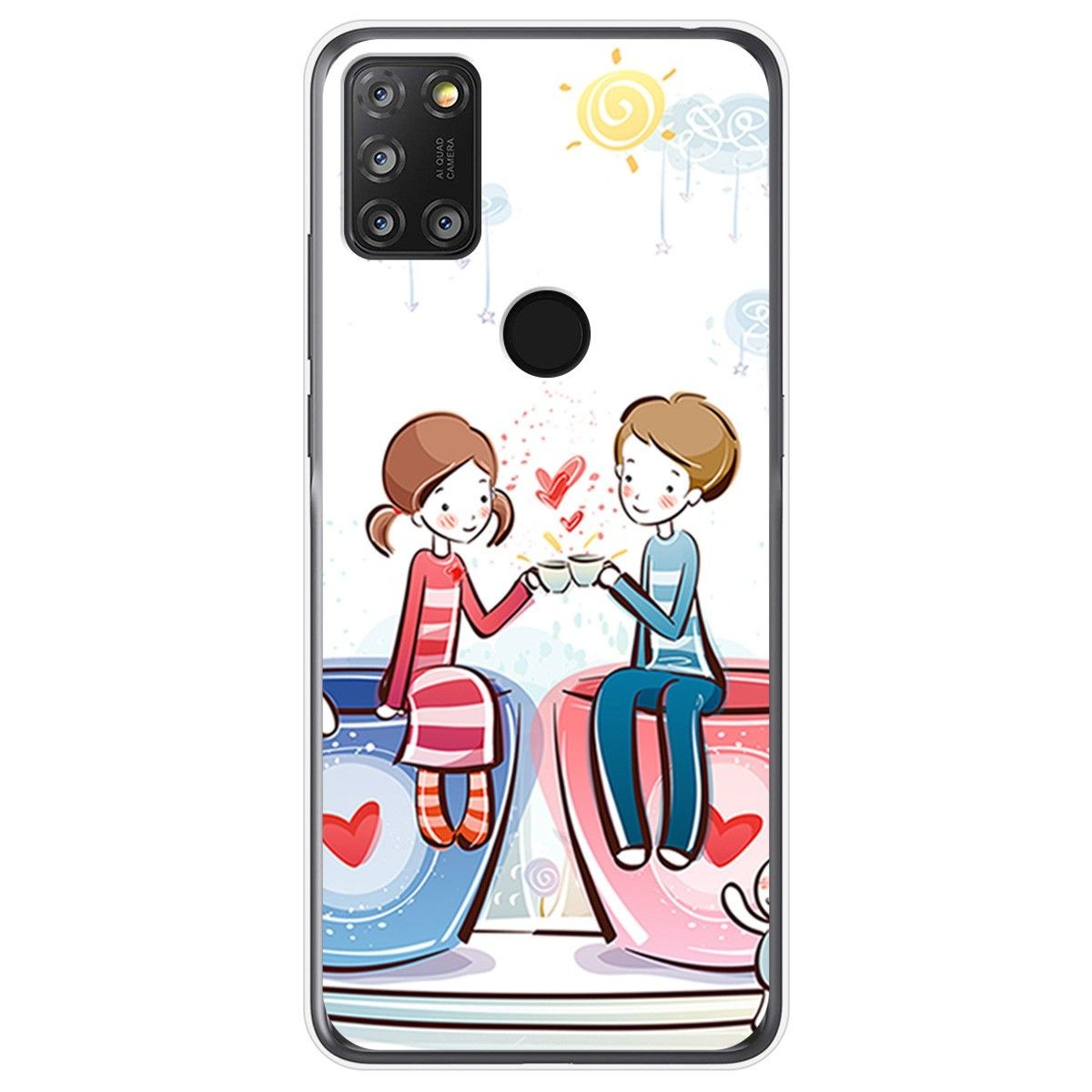 Funda Gel Tpu para Alcatel 3X 4CAM diseño Café Dibujos