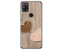 Funda Gel Tpu para Alcatel 3X 4CAM diseño Corazones Madera Dibujos
