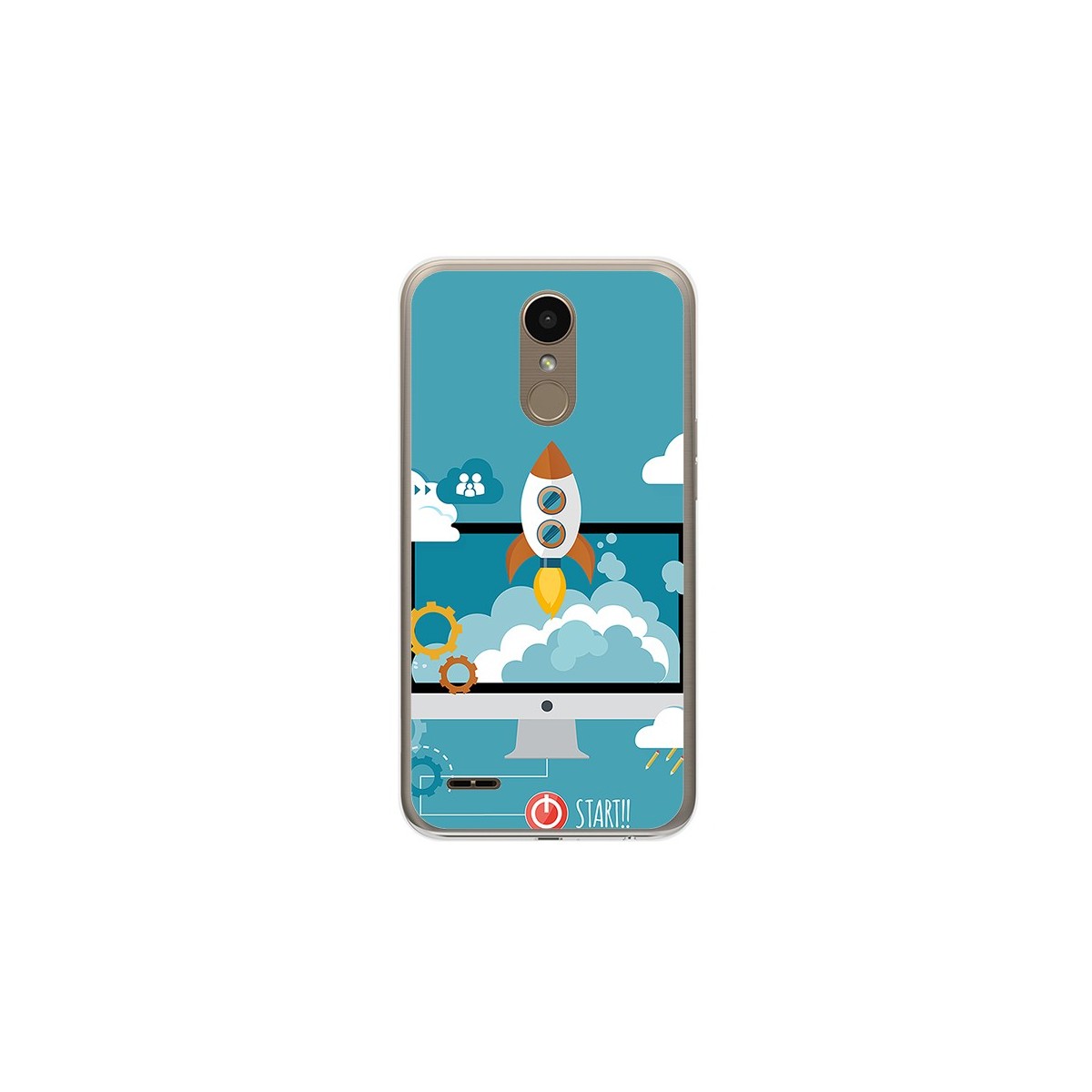 Funda Gel Tpu para Lg K10 2017 Diseño Cohete Dibujos