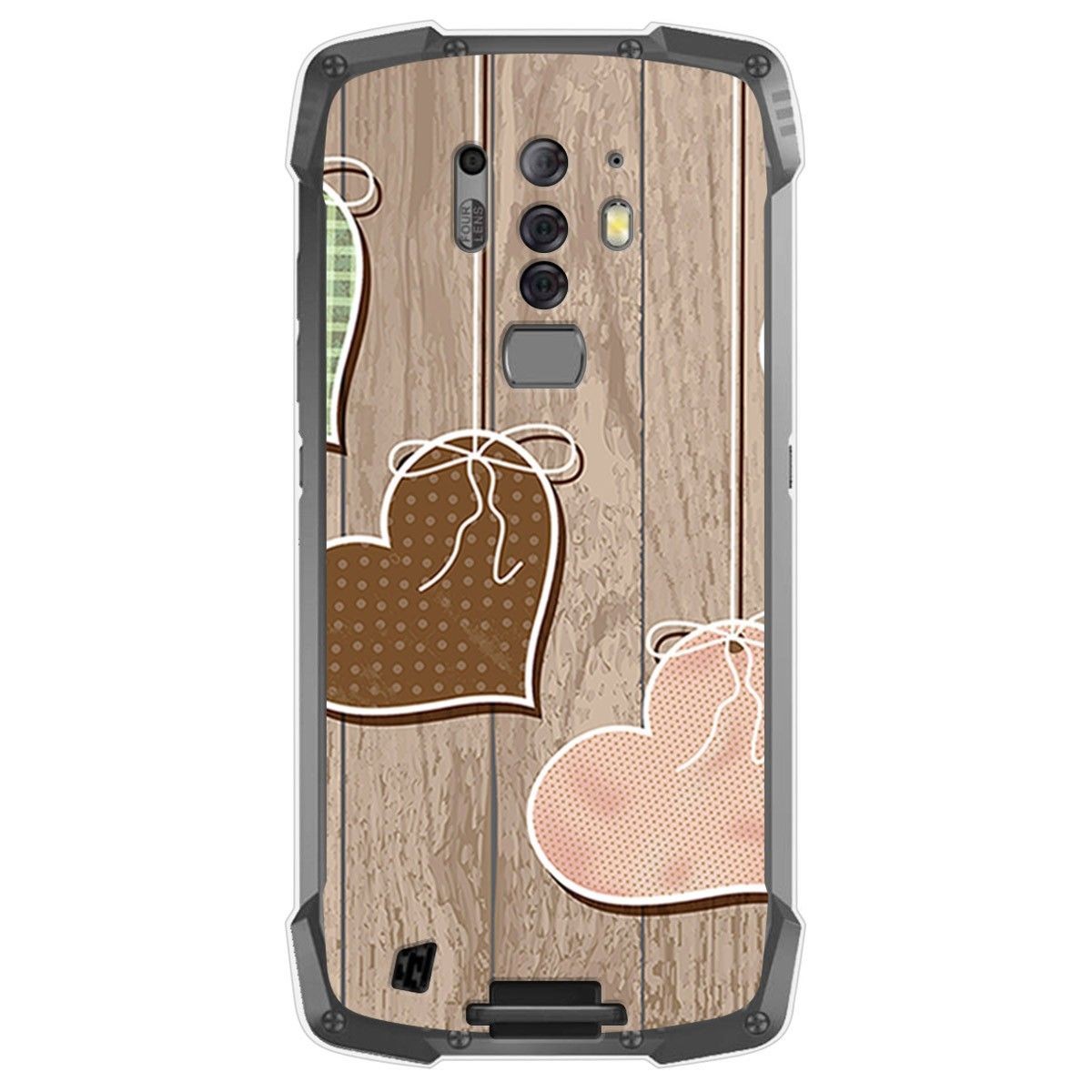 Funda Gel Tpu para Blackview BV6900 / BV6900 Pro diseño Corazones Madera Dibujos