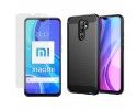 Pack 2 En 1 Funda Gel Tipo Carbono + Protector Cristal Templado para Xiaomi Redmi 9