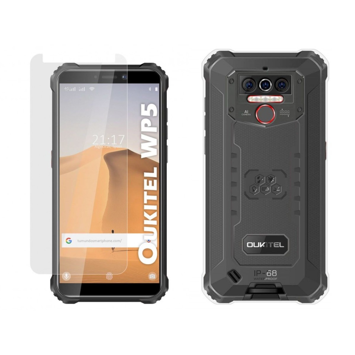 Pack 2 En 1 Funda Gel Transparente + Protector Cristal Templado para Oukitel Wp5