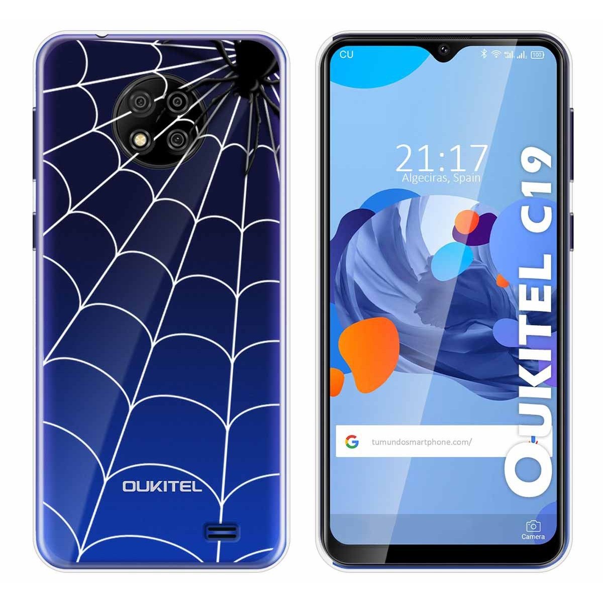 Funda Gel Transparente para Oukitel C19 diseño Araña Dibujos