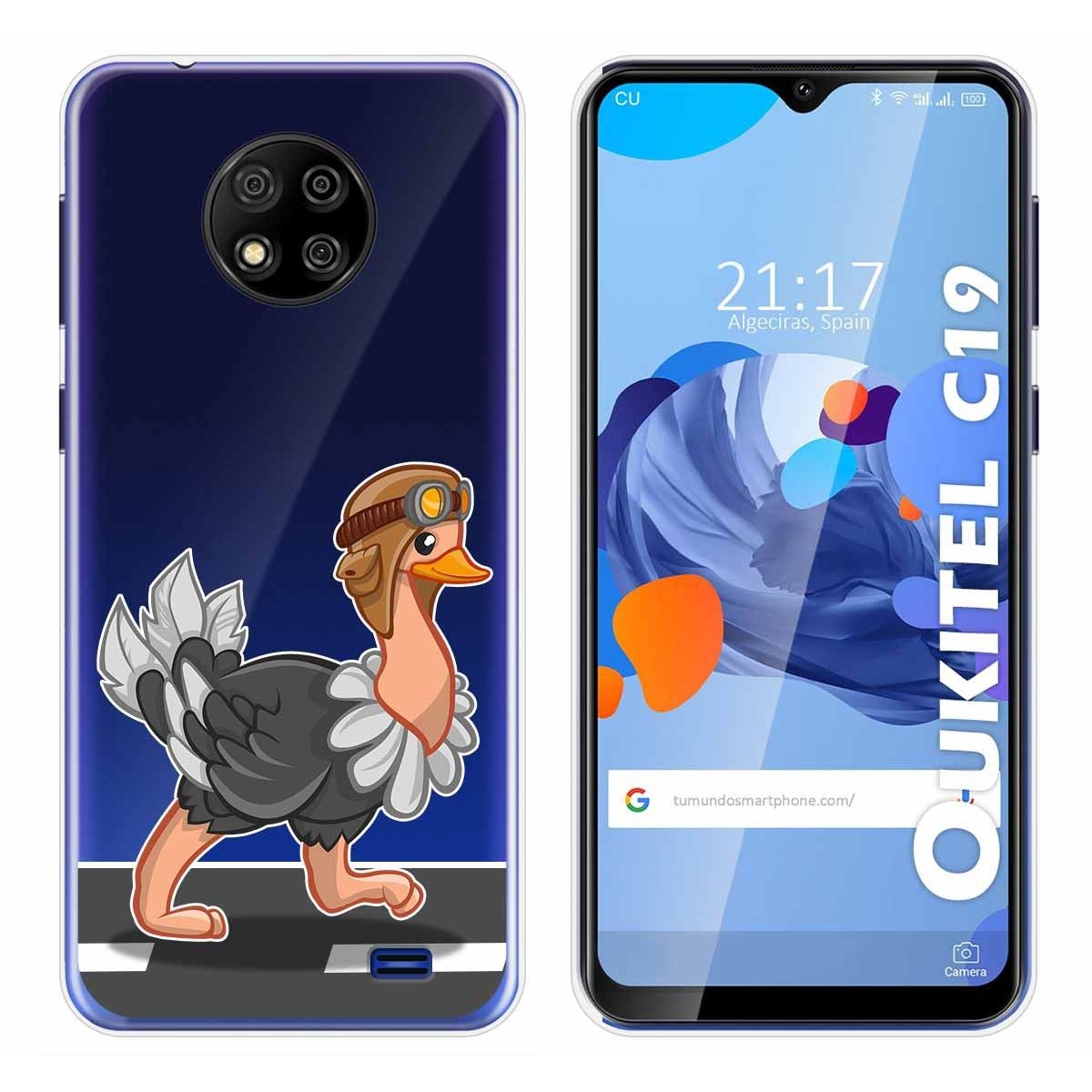 Funda Gel Transparente para Oukitel C19 diseño Avestruz Dibujos