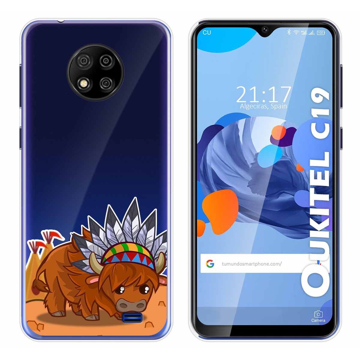 Funda Gel Transparente para Oukitel C19 diseño Bufalo Dibujos