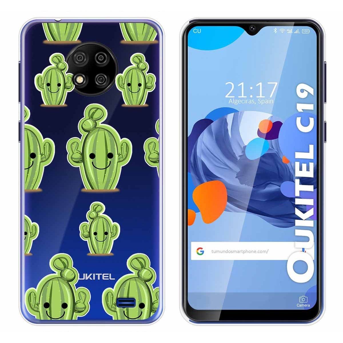 Funda Gel Transparente para Oukitel C19 diseño Cactus Dibujos