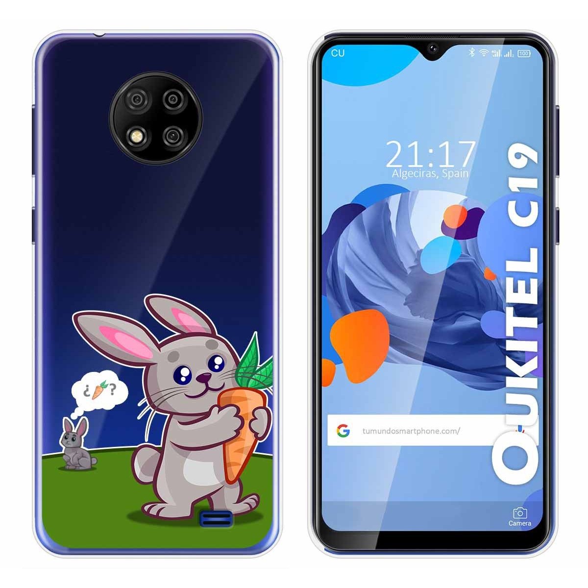 Funda Gel Transparente para Oukitel C19 diseño Conejo Dibujos