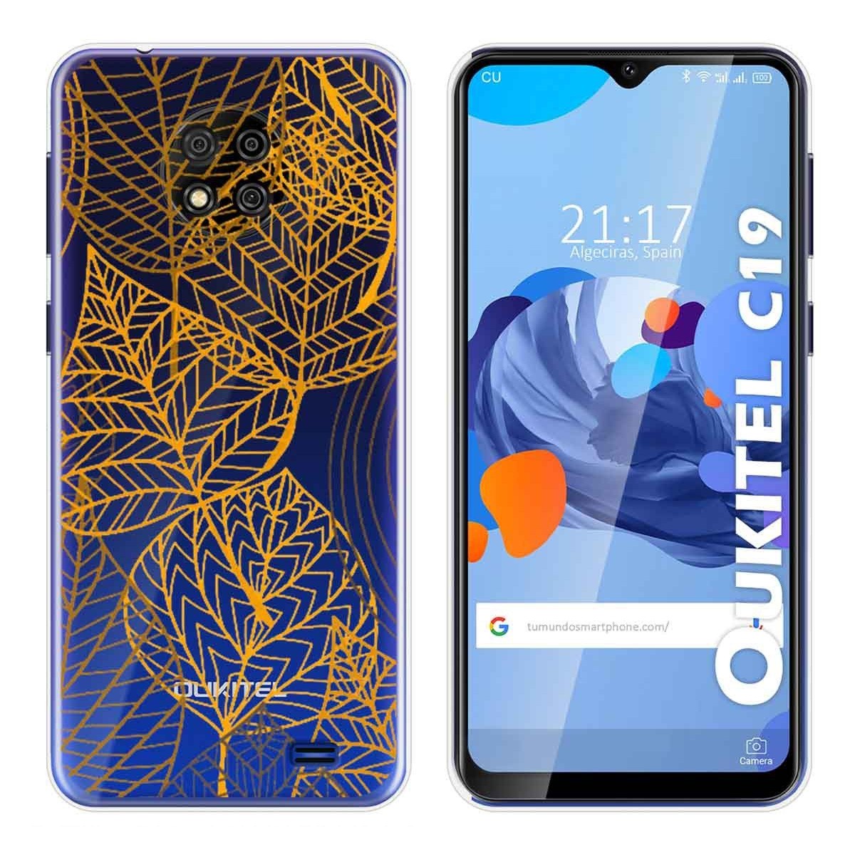 Funda Gel Transparente para Oukitel C19 diseño Hojas Dibujos
