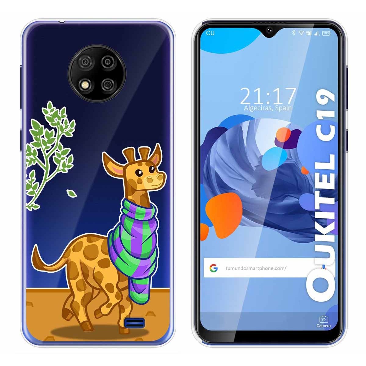 Funda Gel Transparente para Oukitel C19 diseño Jirafa Dibujos