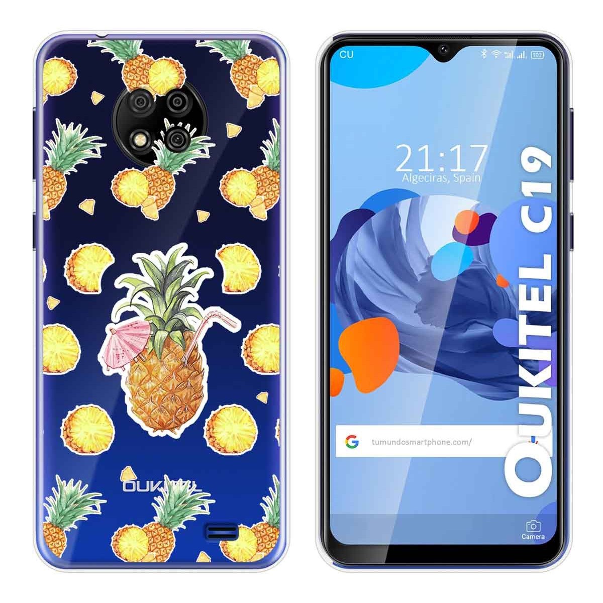 Funda Gel Transparente para Oukitel C19 diseño Piña Dibujos
