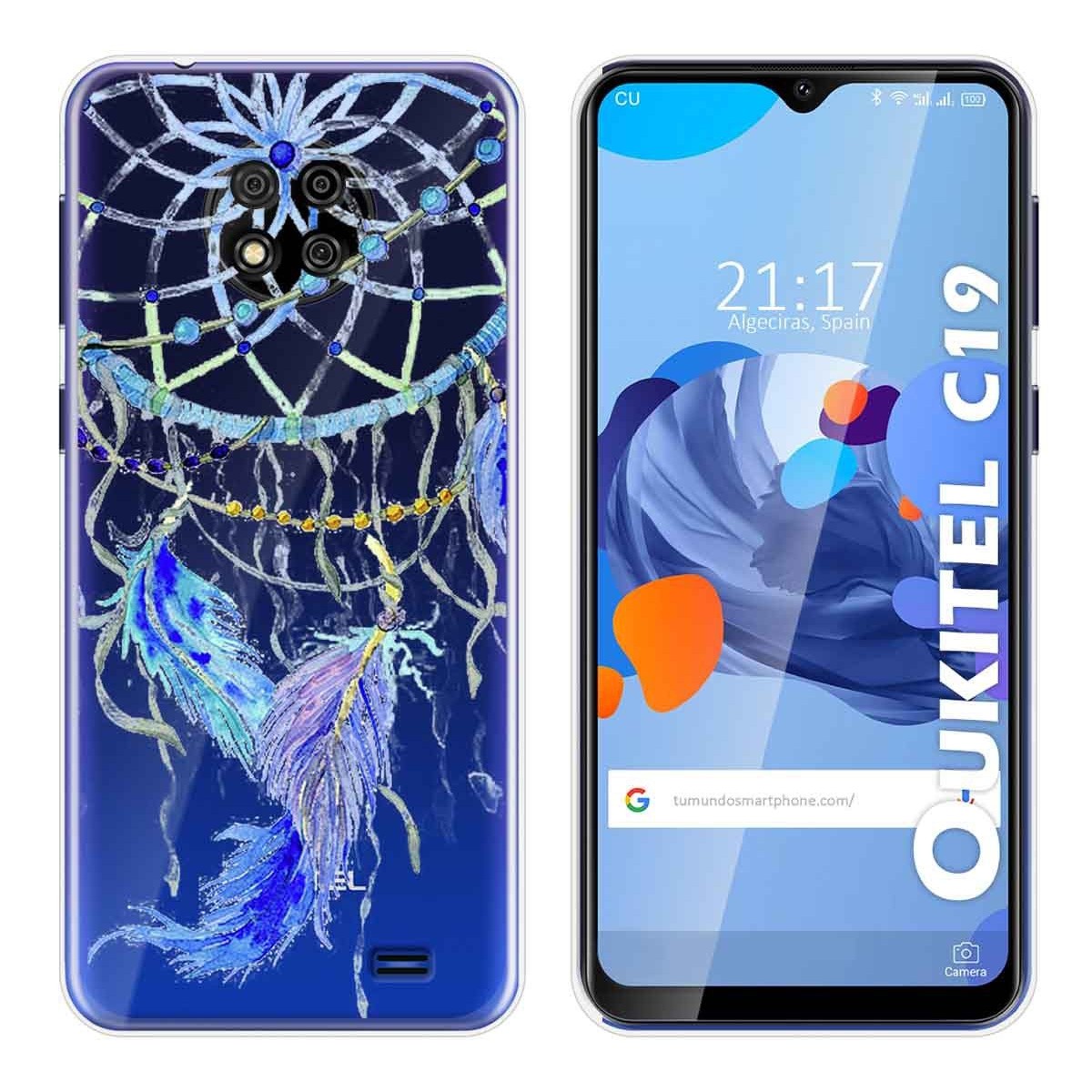 Funda Gel Transparente para Oukitel C19 diseño Plumas Dibujos