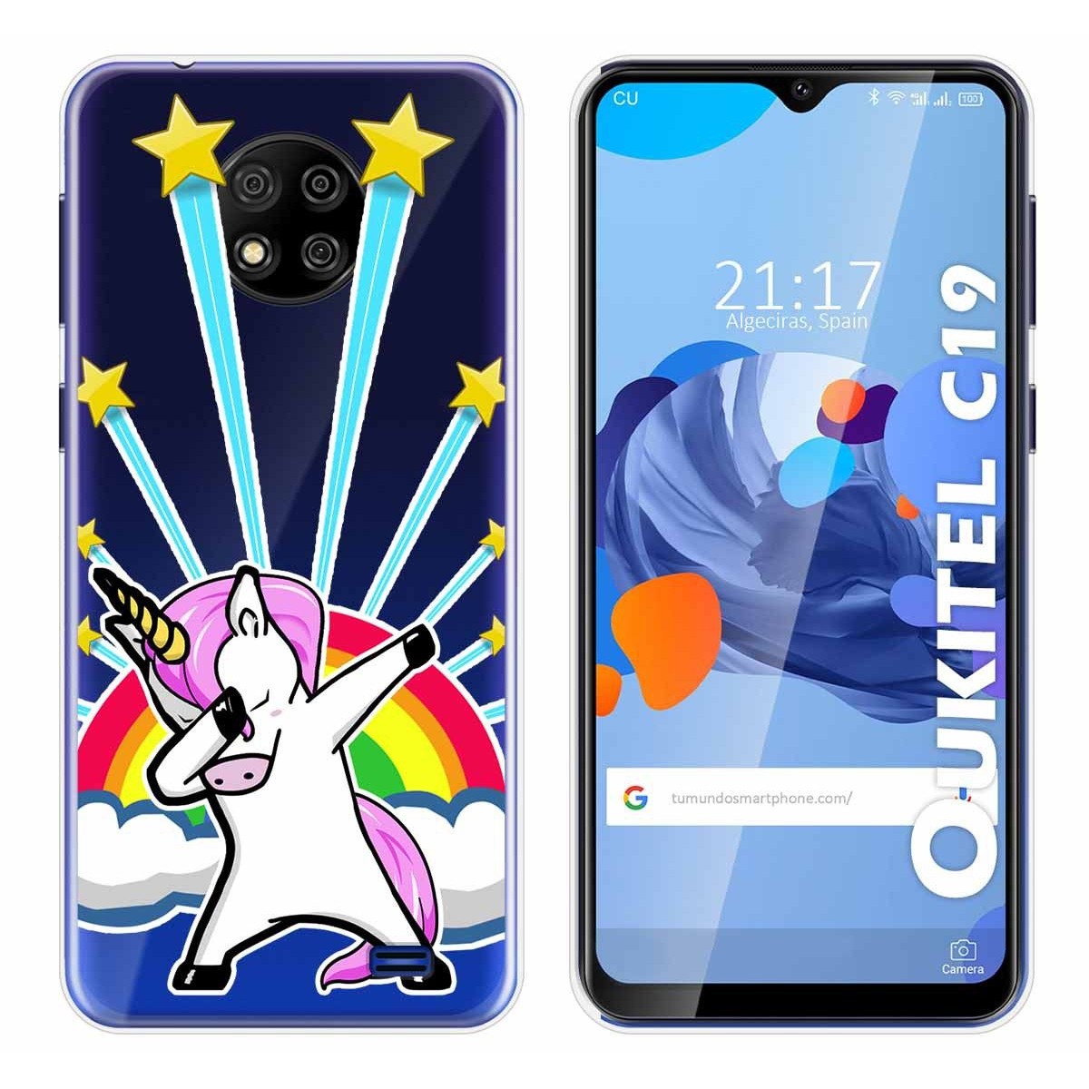 Funda Gel Transparente para Oukitel C19 diseño Unicornio Dibujos