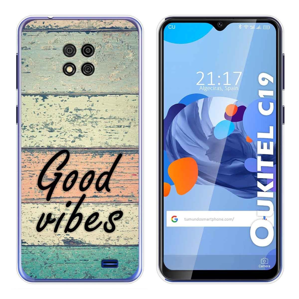 Funda Gel Tpu para Oukitel C19 diseño Madera 01 Dibujos