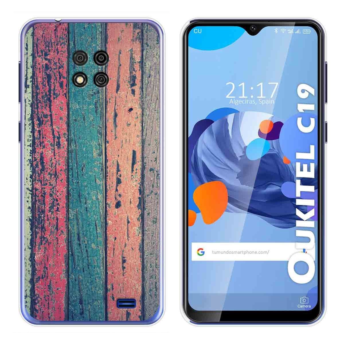 Funda Gel Tpu para Oukitel C19 diseño Madera 10 Dibujos