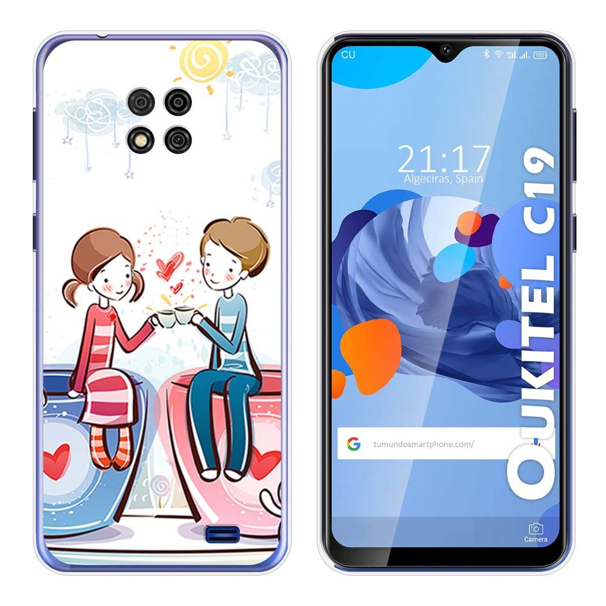 Funda Gel Tpu para Oukitel C19 diseño Café Dibujos