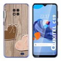Funda Gel Tpu para Oukitel C19 diseño Corazones Madera Dibujos