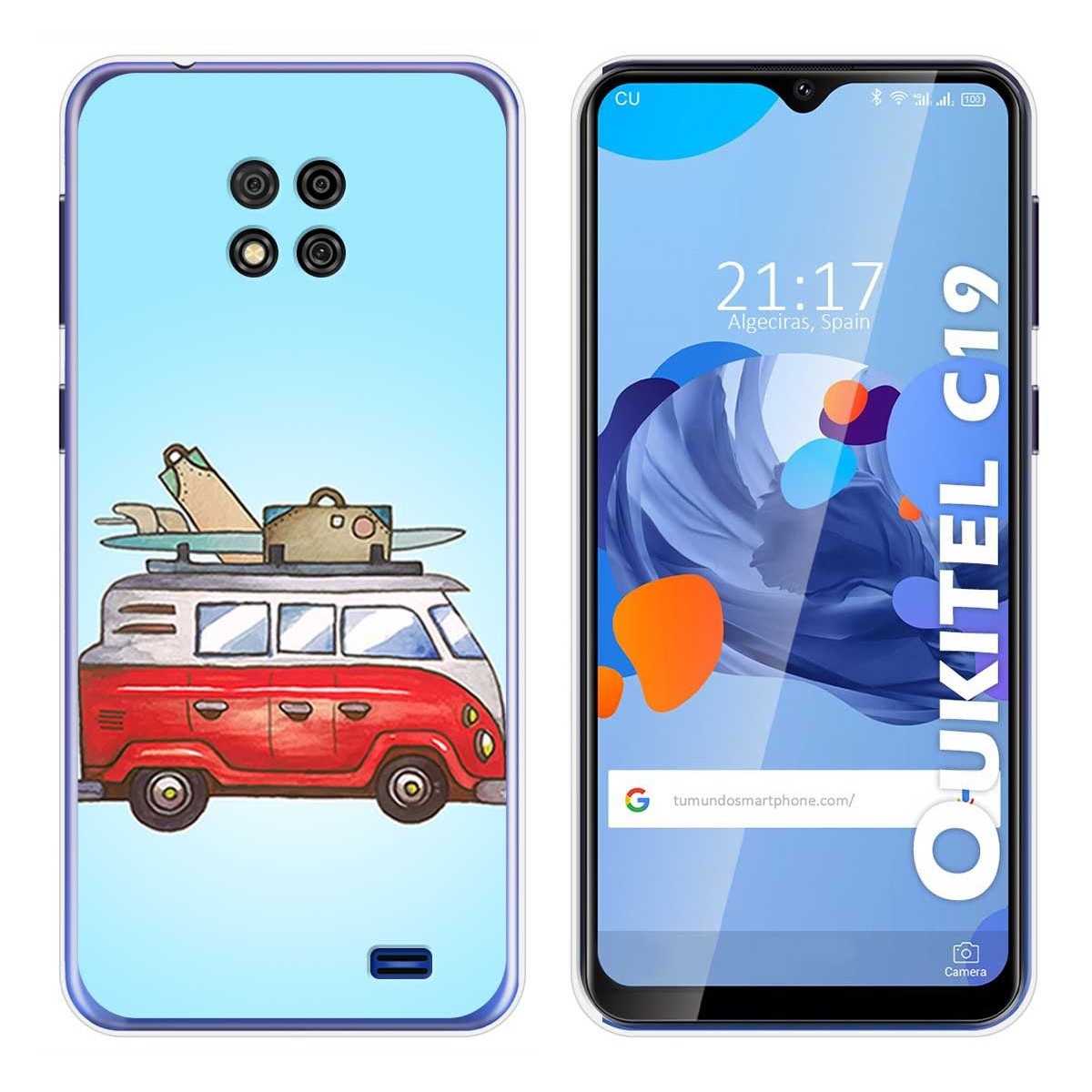 Funda Gel Tpu para Oukitel C19 diseño Furgoneta Dibujos