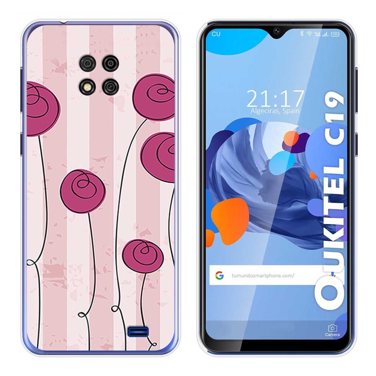 Funda Gel Tpu para Oukitel C19 diseño Flores Vintage Dibujos