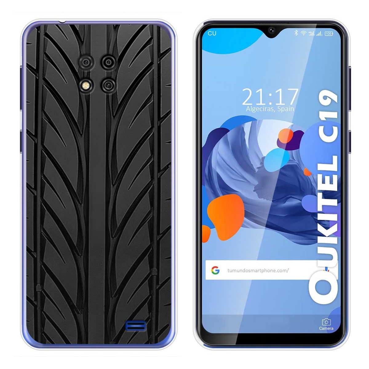 Funda Gel Tpu para Oukitel C19 diseño Neumatico Dibujos