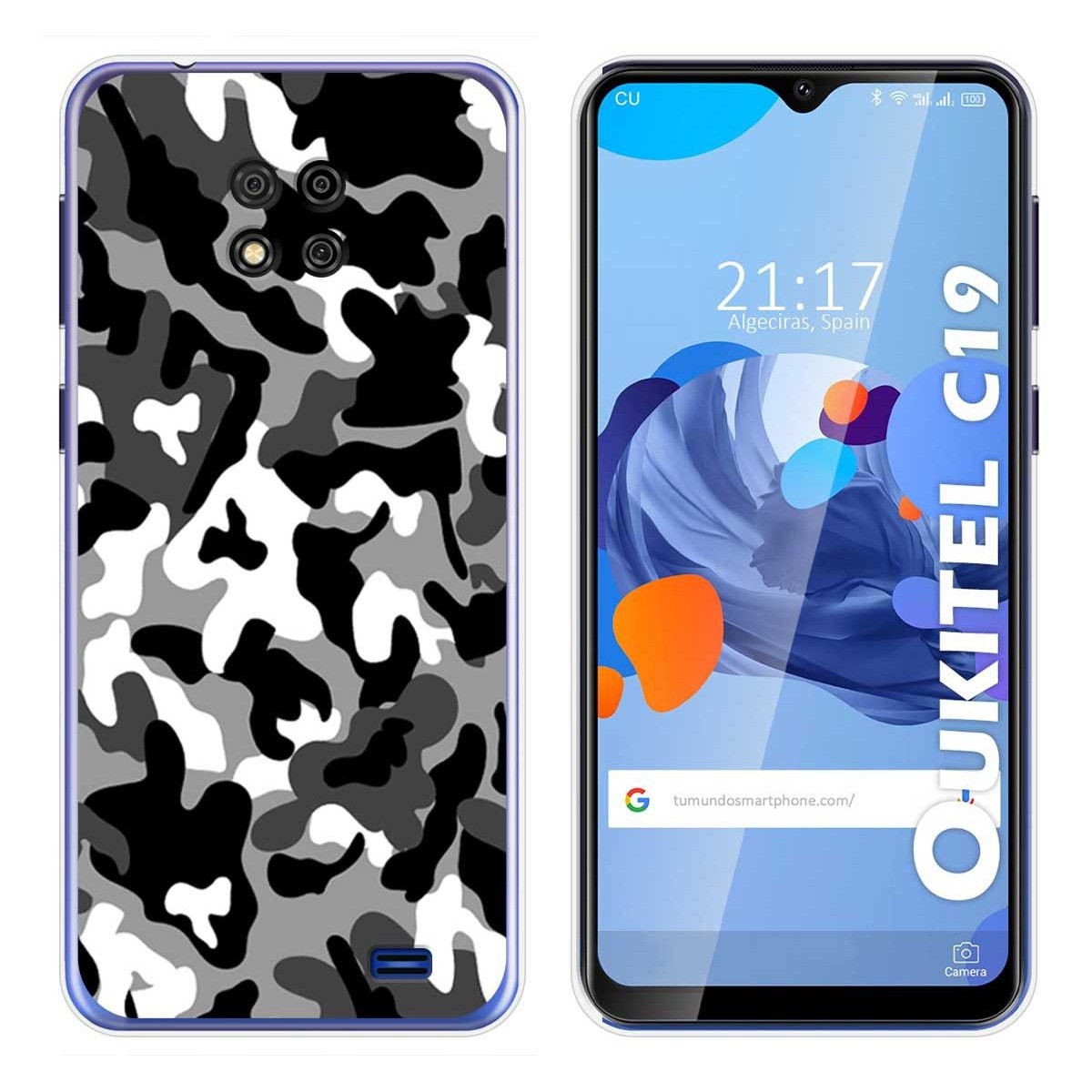 Funda Gel Tpu para Oukitel C19 diseño Snow Camuflaje Dibujos