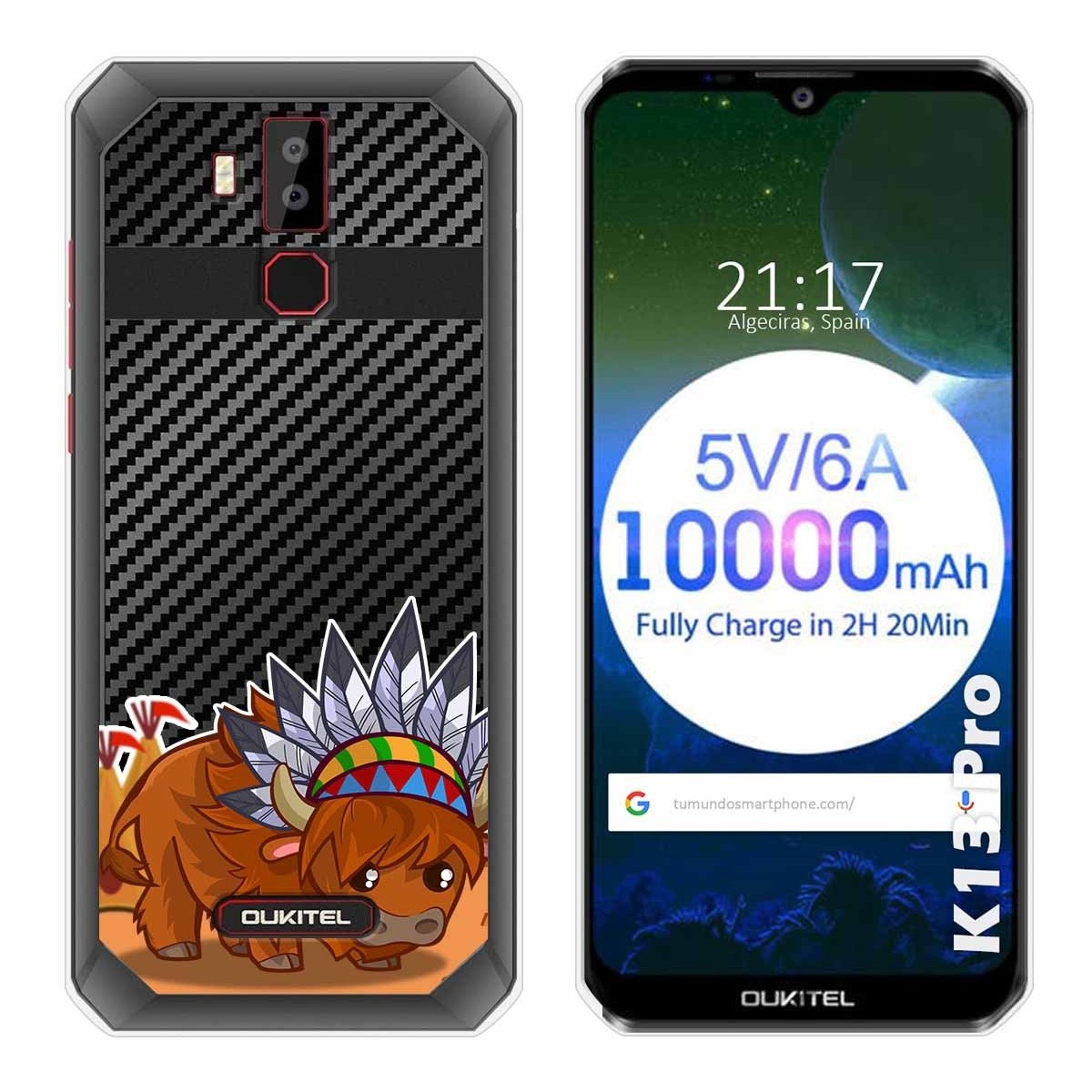 Funda Gel Transparente para Oukitel K13 Pro diseño Bufalo Dibujos