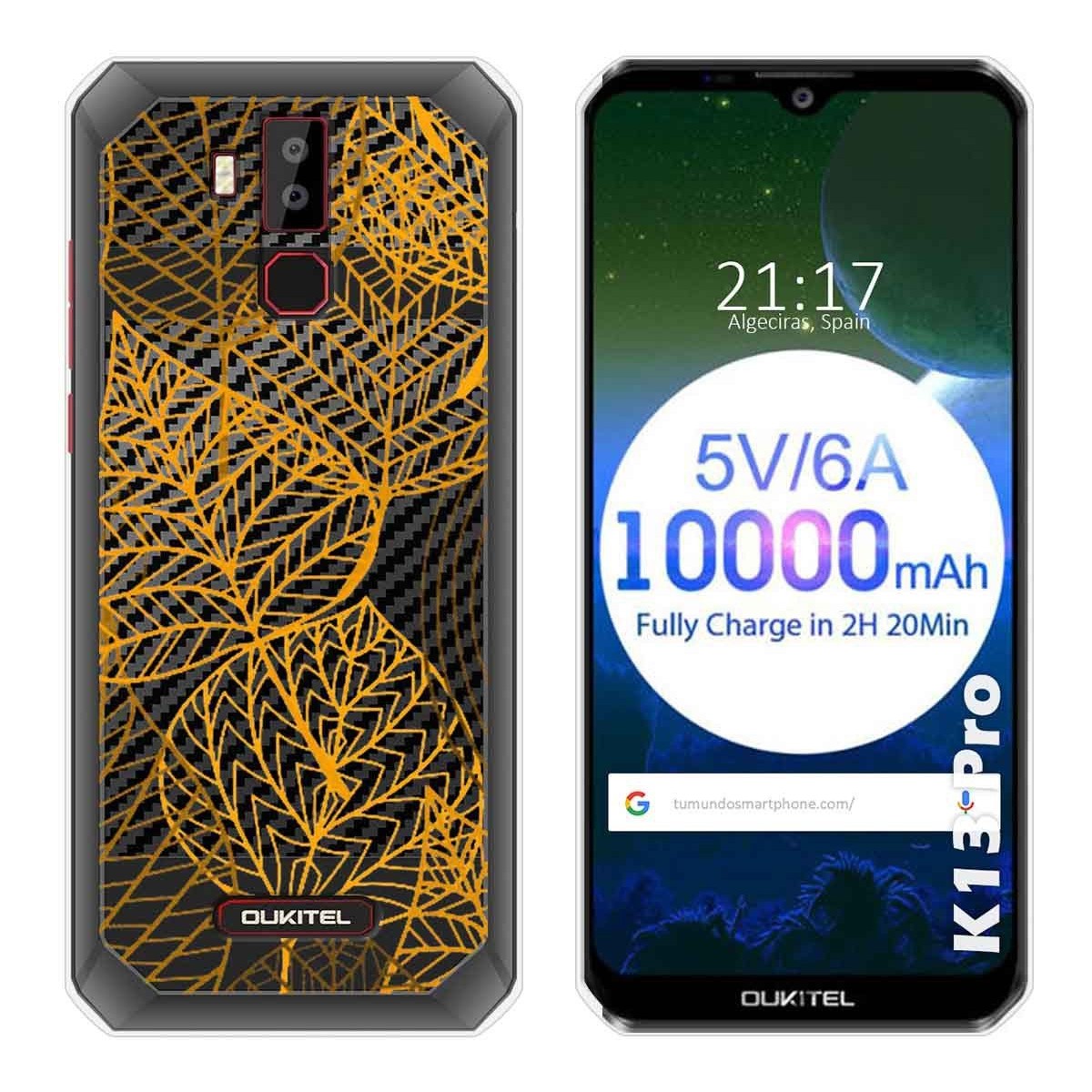Funda Gel Transparente para Oukitel K13 Pro diseño Hojas Dibujos
