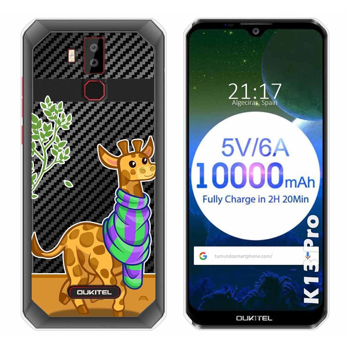 Funda Gel Transparente para Oukitel K13 Pro diseño Jirafa Dibujos