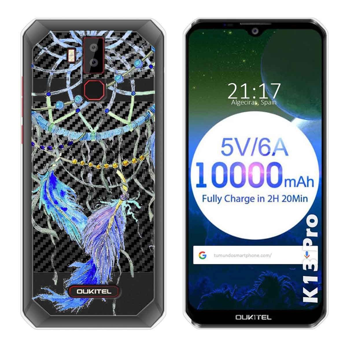Funda Gel Transparente para Oukitel K13 Pro diseño Plumas Dibujos