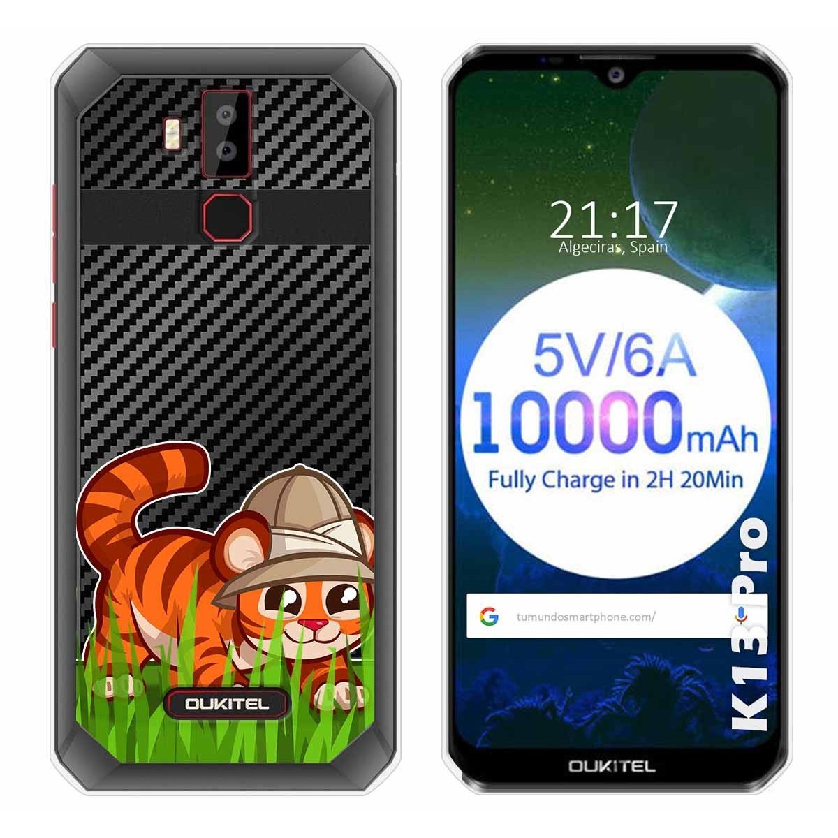Funda Gel Transparente para Oukitel K13 Pro diseño Tigre Dibujos