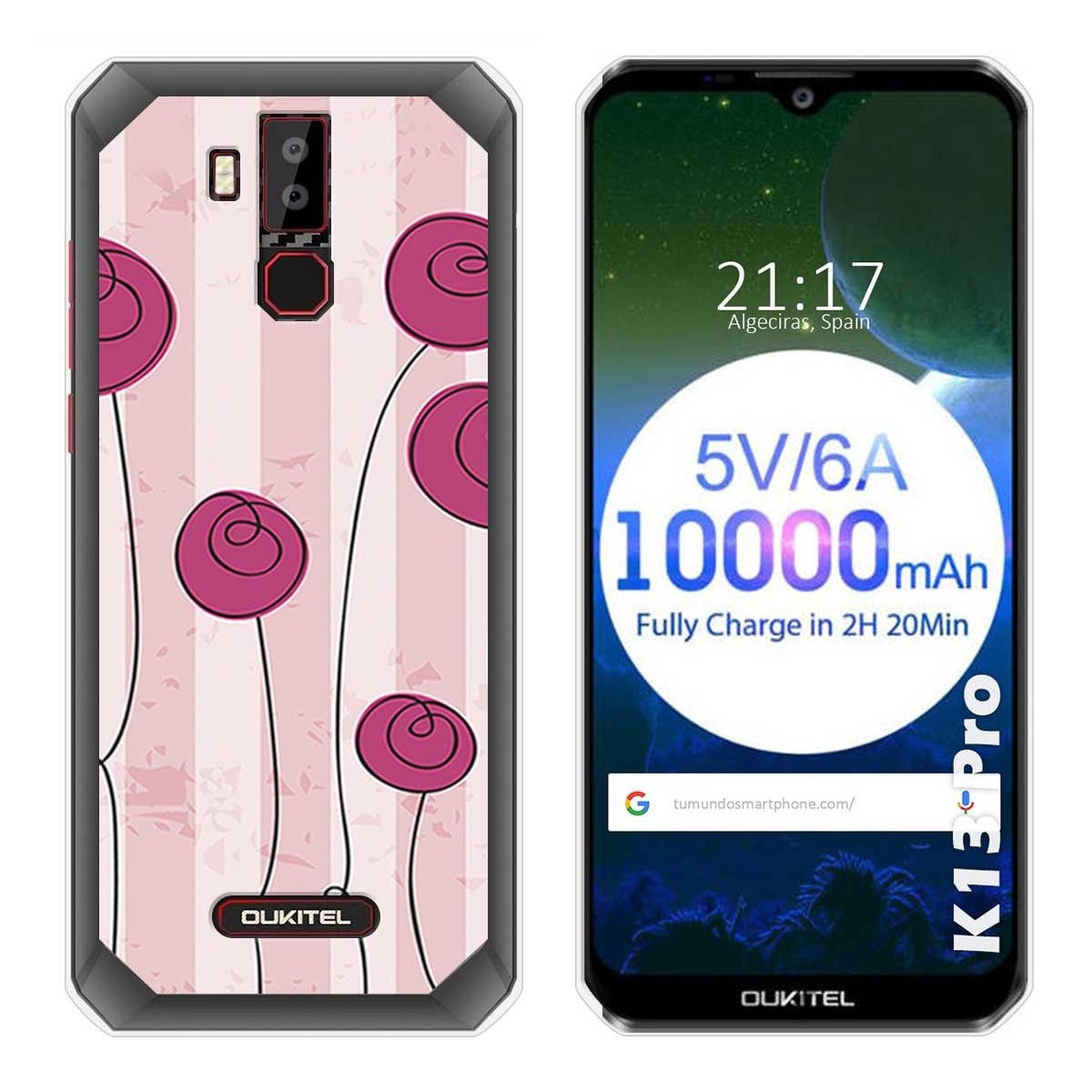 Funda Gel Tpu para Oukitel K13 Pro diseño Flores Vintage Dibujos