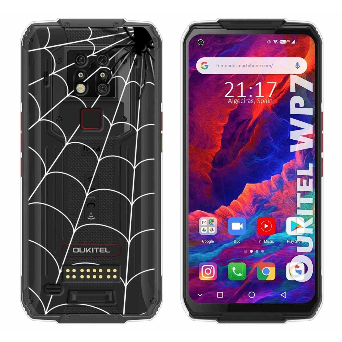 Funda Gel Transparente para Oukitel Wp7 diseño Araña Dibujos
